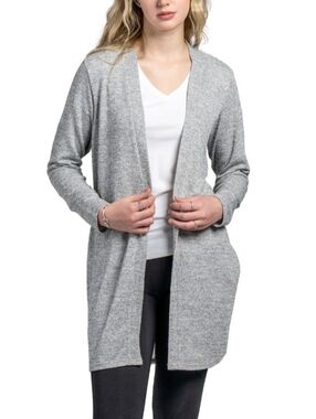 Hello Mello Weightless Lounge Light Grey Open-Front Knit Cardigan Sz Med